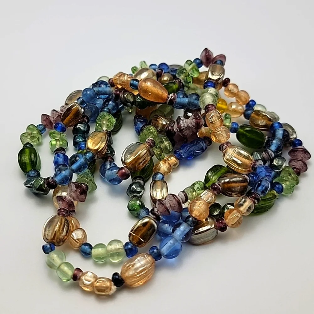 Elegant Multicolor Glazed Glass Beaded Long Necklace 29